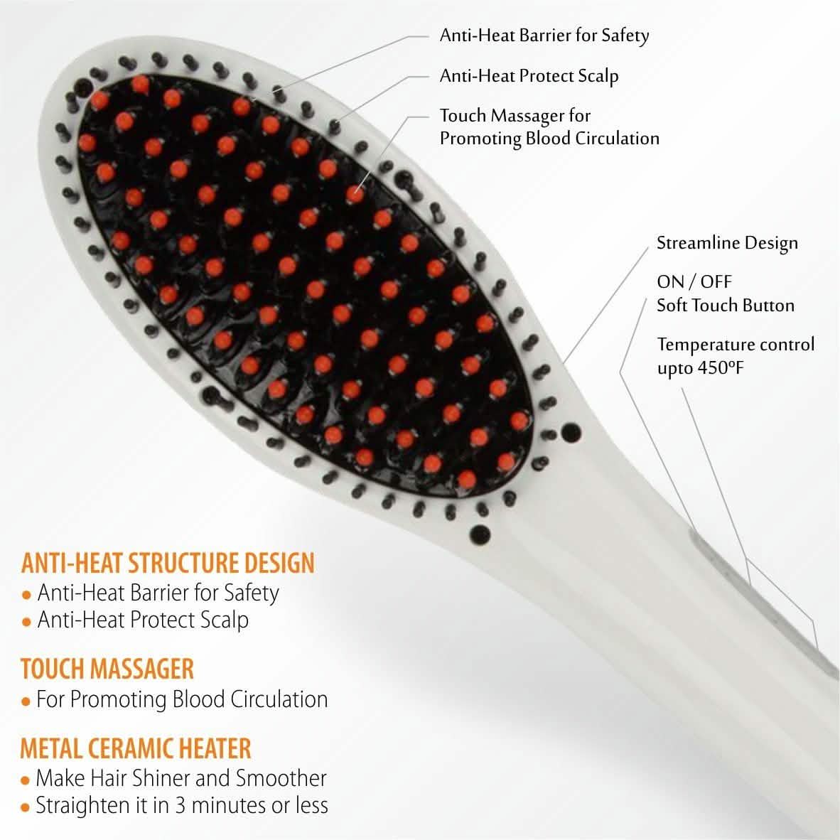 Hair Straightening Brush ION heating technology, Temperature Control DailySale