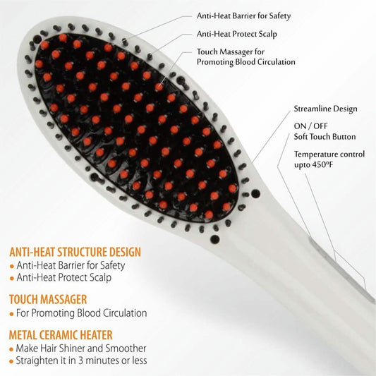 Hair Straightening Brush ION heating technology, Temperature Control DailySale