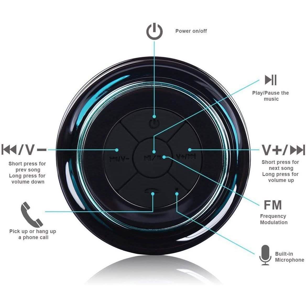 HAISSKY Portable Wireless Waterproof Speaker with FM Radio & Suction Cup DailySale