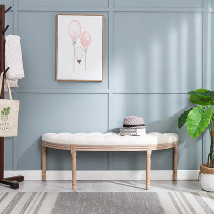 Half Moon French Vintage Bench with Padded Seat & Rubberwood Legs DailySale