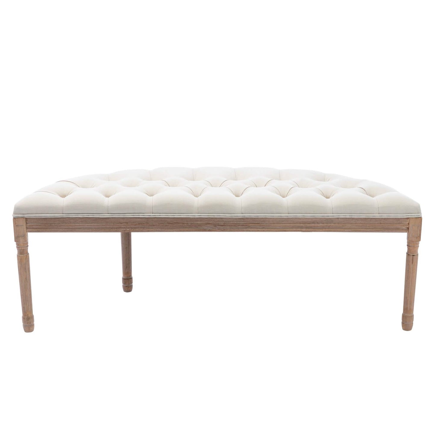 Half Moon French Vintage Bench with Padded Seat & Rubberwood Legs DailySale