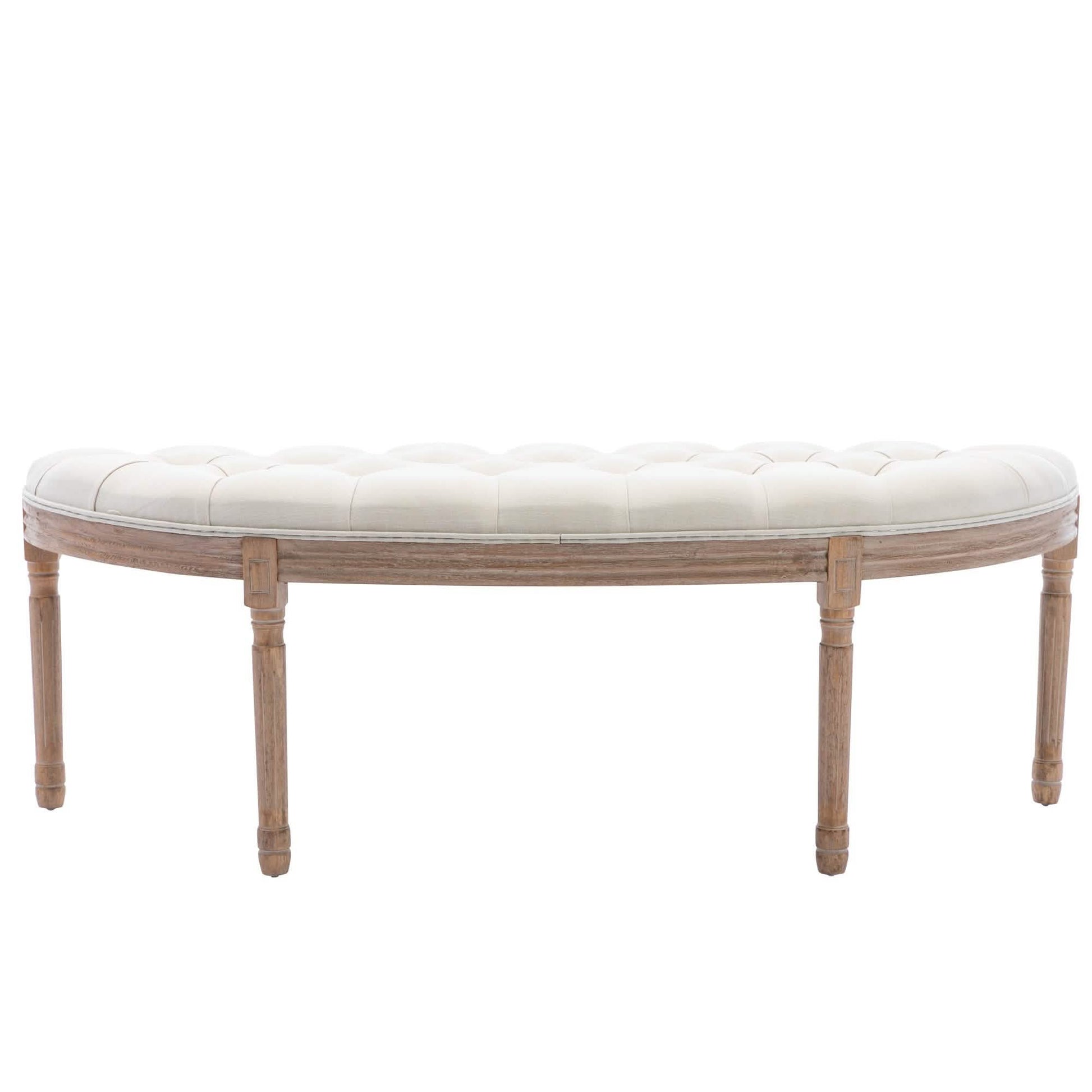 Half Moon French Vintage Bench with Padded Seat & Rubberwood Legs DailySale
