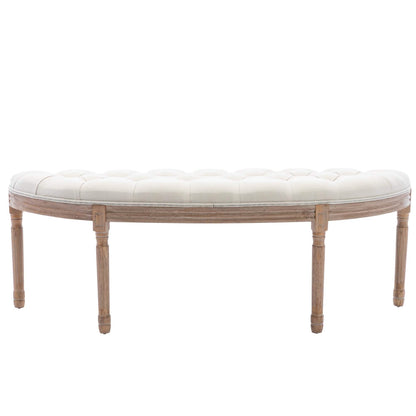 Half Moon French Vintage Bench with Padded Seat & Rubberwood Legs DailySale