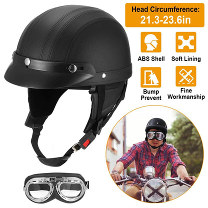 Half Motorcycle Helmet with Pilot Goggles DailySale