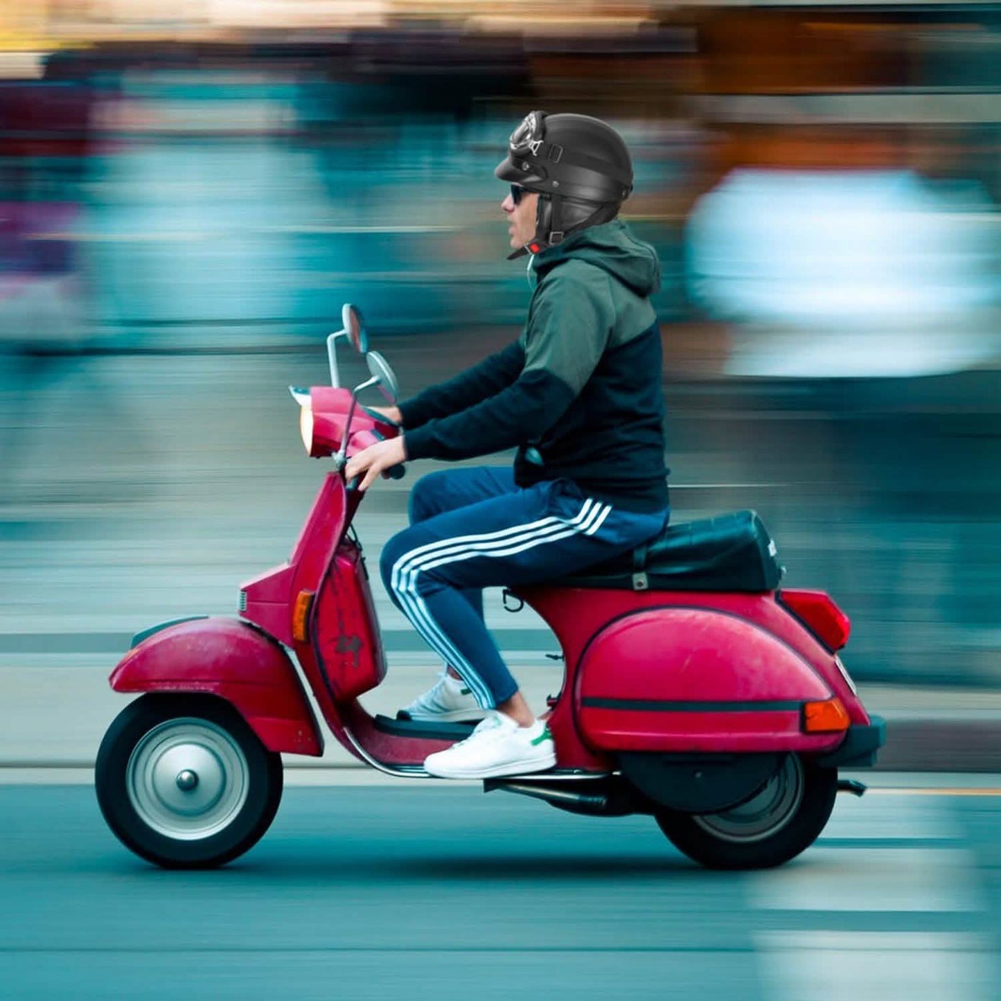 Half Motorcycle Helmet with Pilot Goggles DailySale