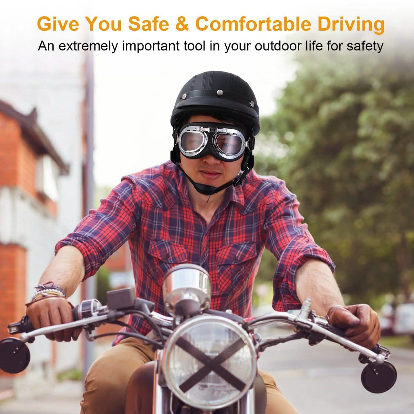 Half Motorcycle Helmet with Pilot Goggles DailySale