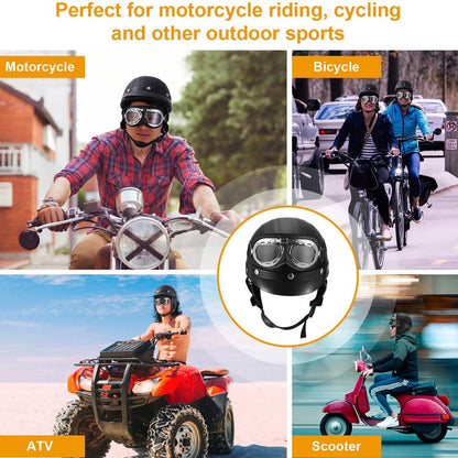 Half Motorcycle Helmet with Pilot Goggles DailySale