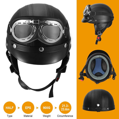 Half Motorcycle Helmet with Pilot Goggles DailySale