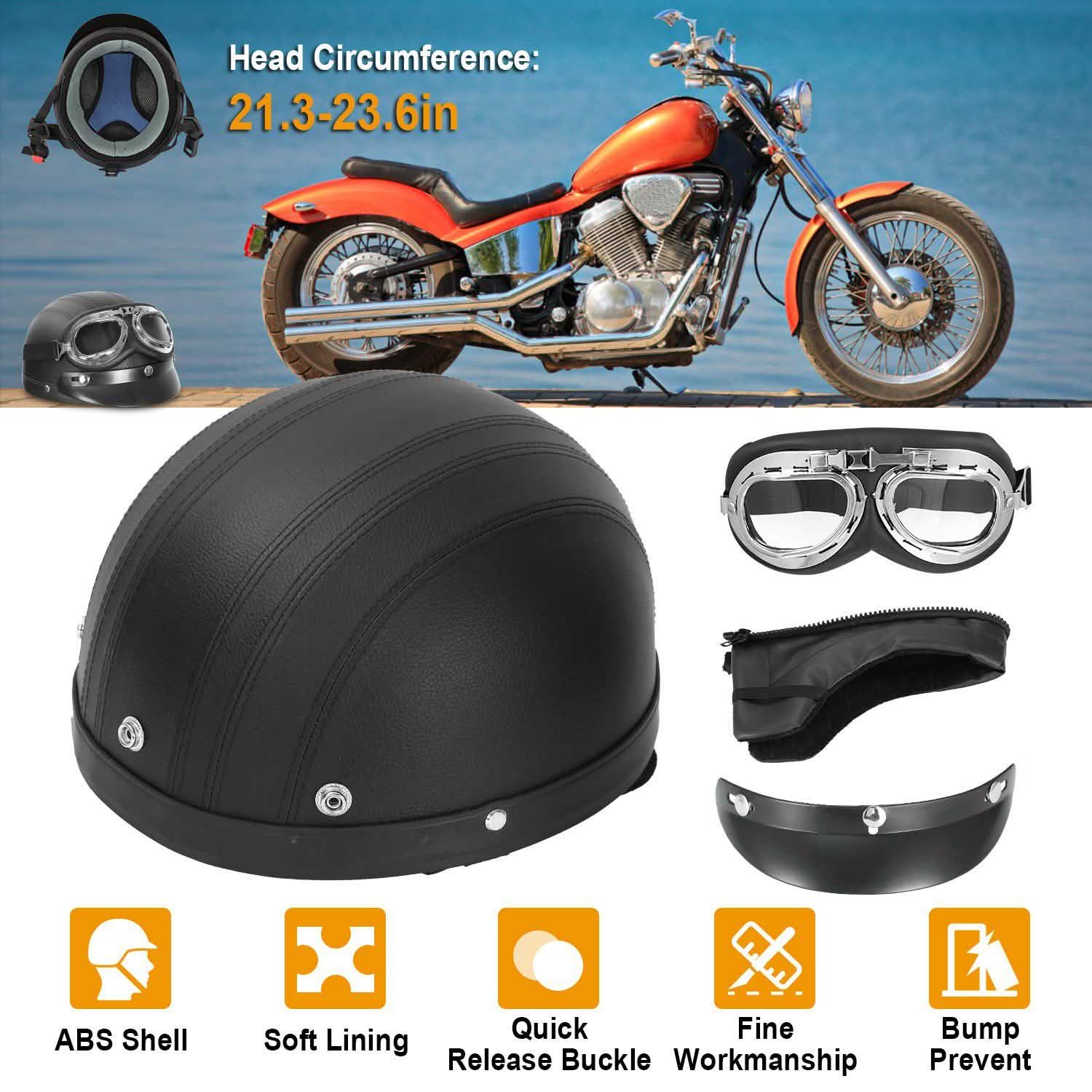 Half Motorcycle Helmet with Pilot Goggles DailySale