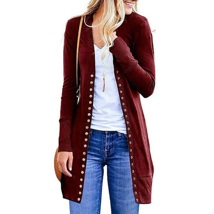 Halife Women's Long Sleeve Snap Button Down Knit Ribbed Neckline Cardigan Sweater DailySale