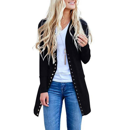 Halife Women's Long Sleeve Snap Button Down Knit Ribbed Neckline Cardigan Sweater DailySale