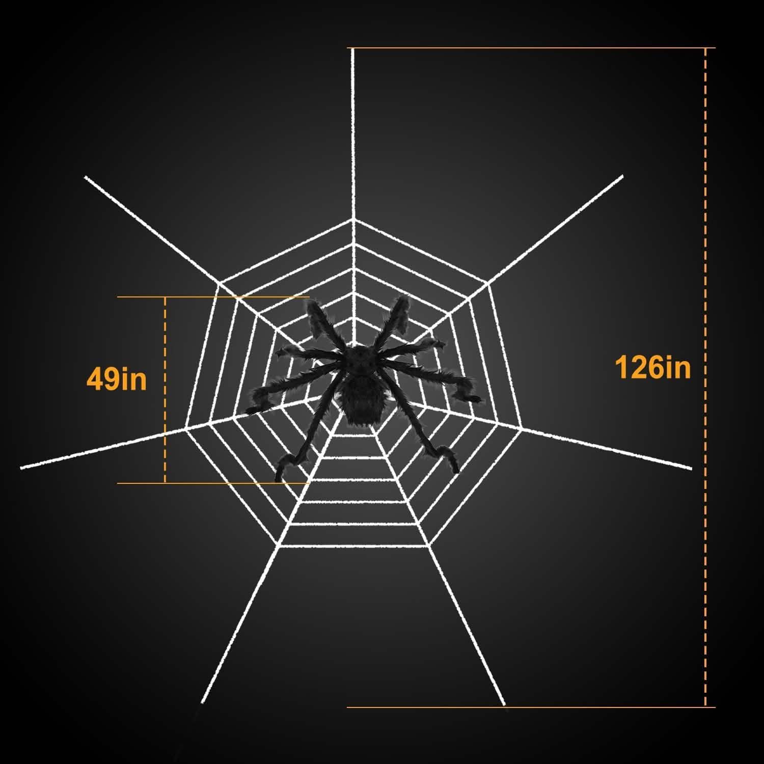Halloween Decorations Spider 49" with 126" Tarantula Mega Spider Web DailySale