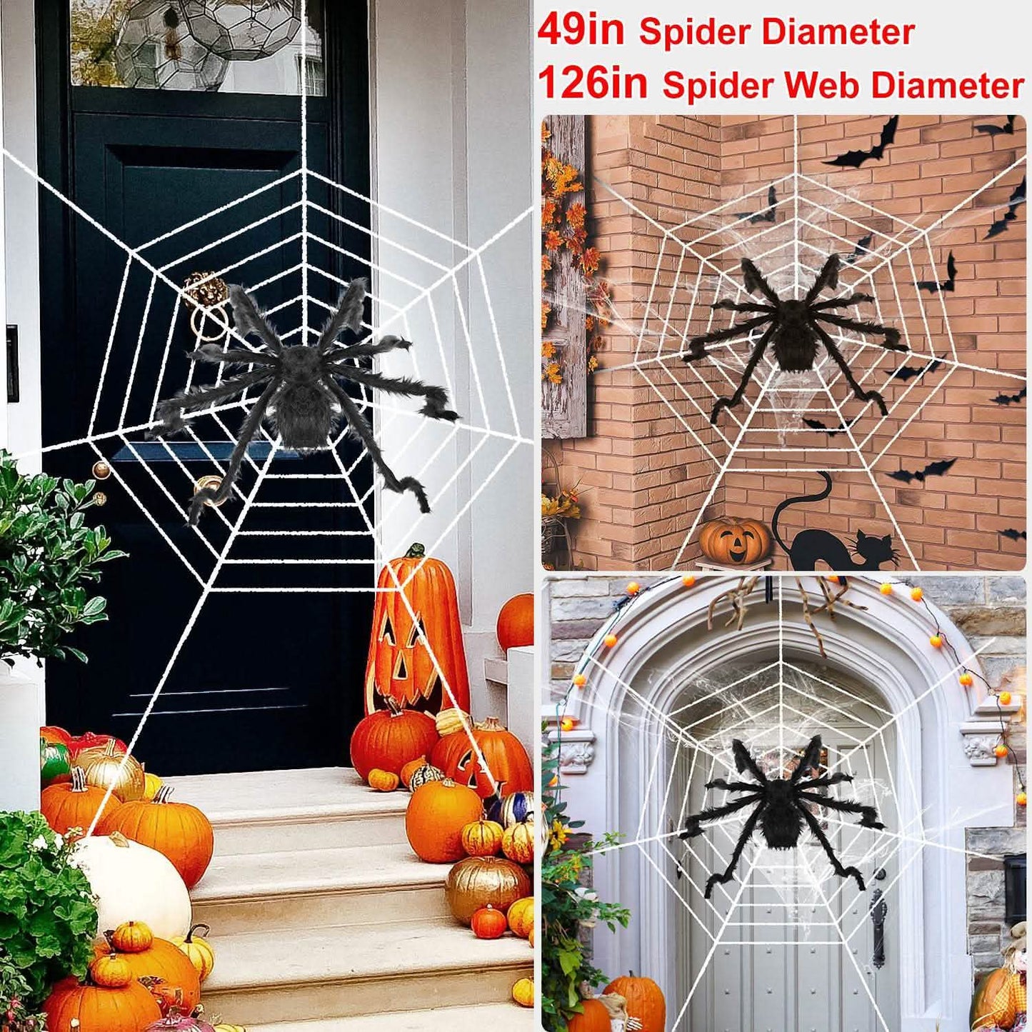 Halloween Decorations Spider 49" with 126" Tarantula Mega Spider Web DailySale