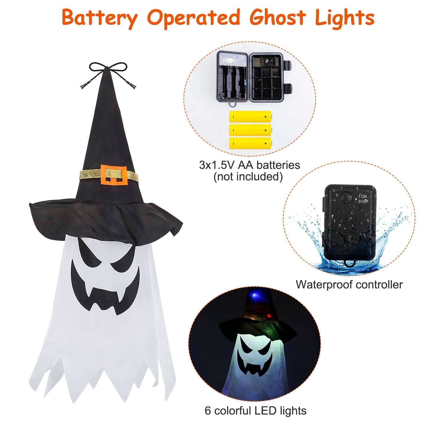 Halloween Ghost Witch Hat Hanging Light Lantern DailySale