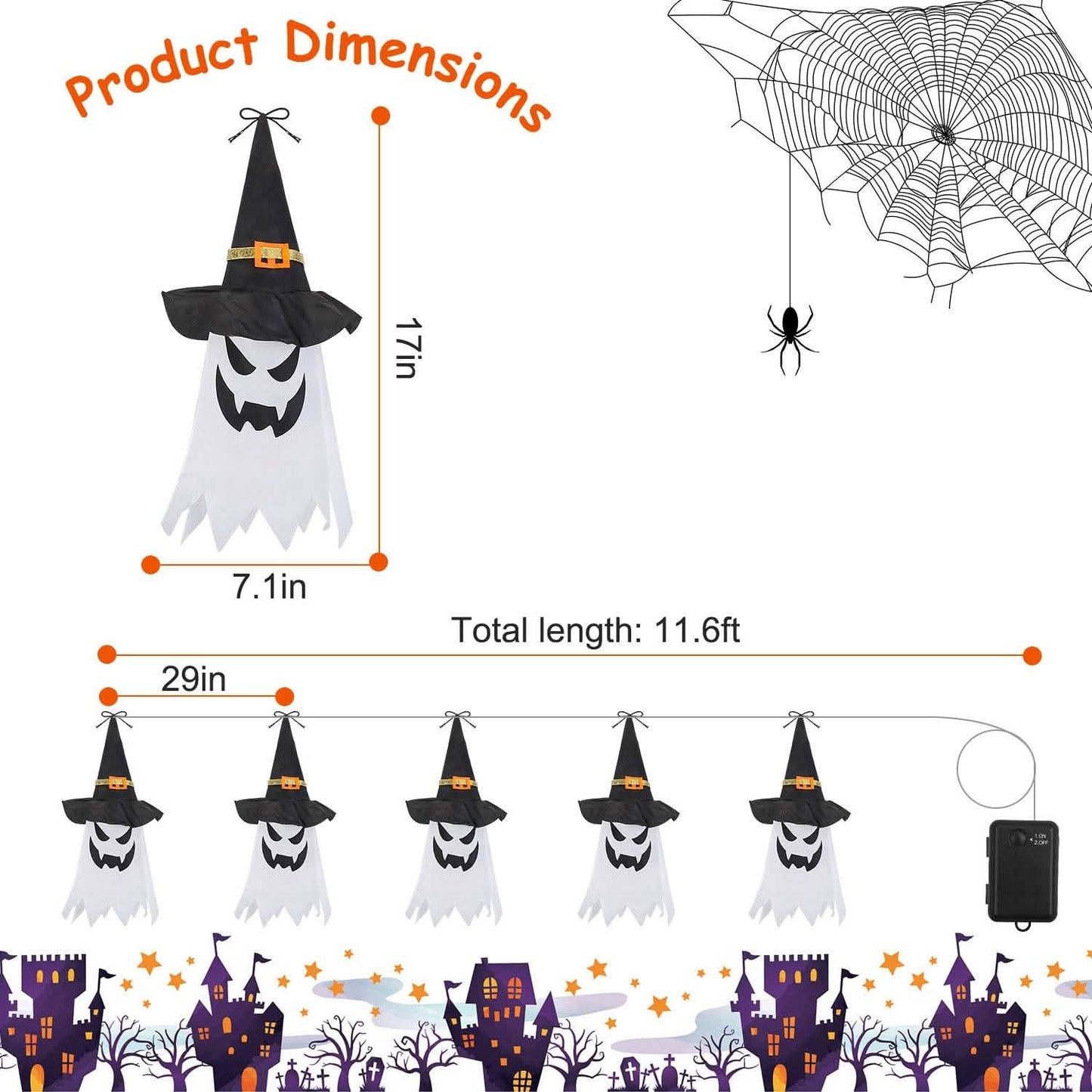 Halloween Ghost Witch Hat Hanging Light Lantern DailySale