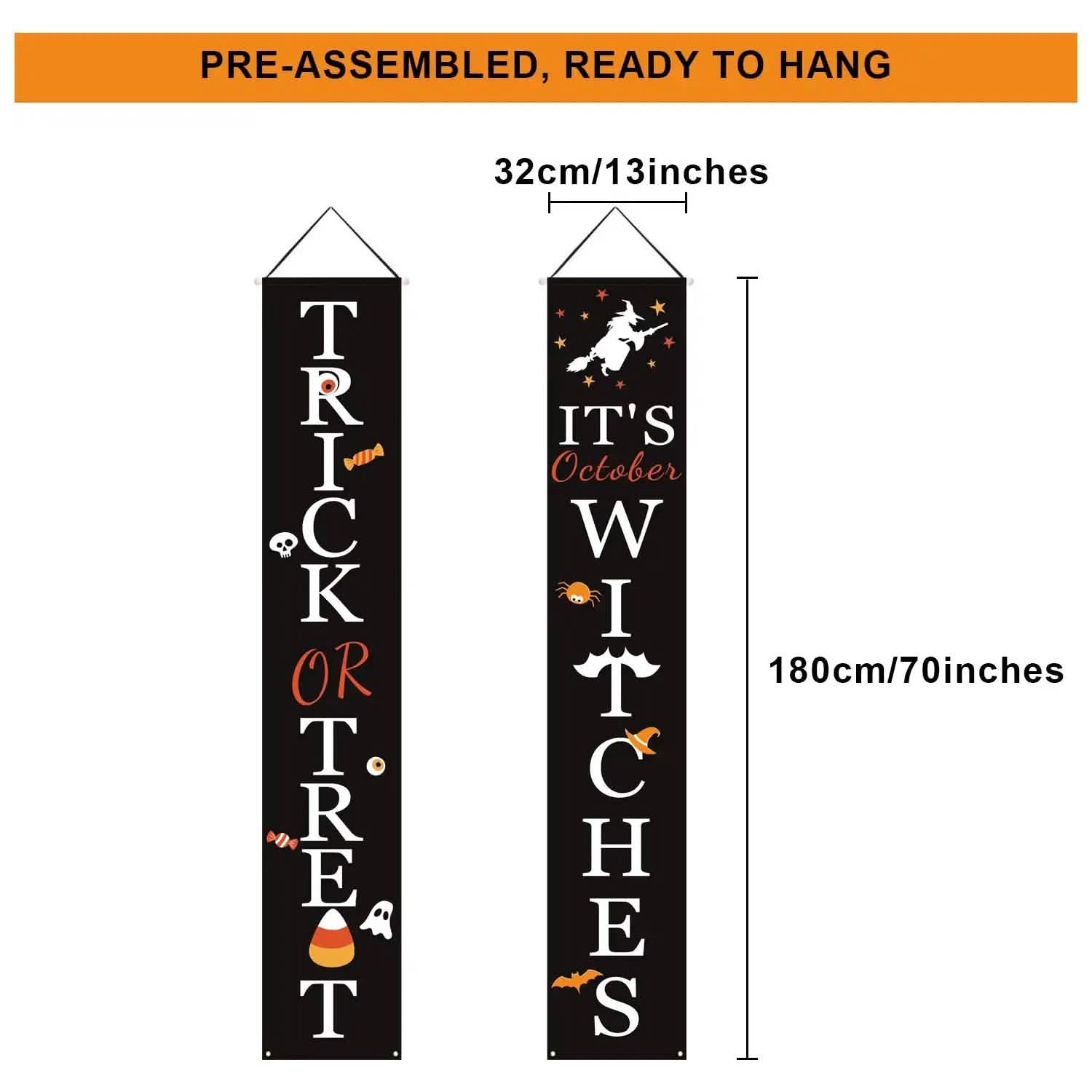 Halloween Porch Decoration October Witch Front Porch Banner Decorations DailySale