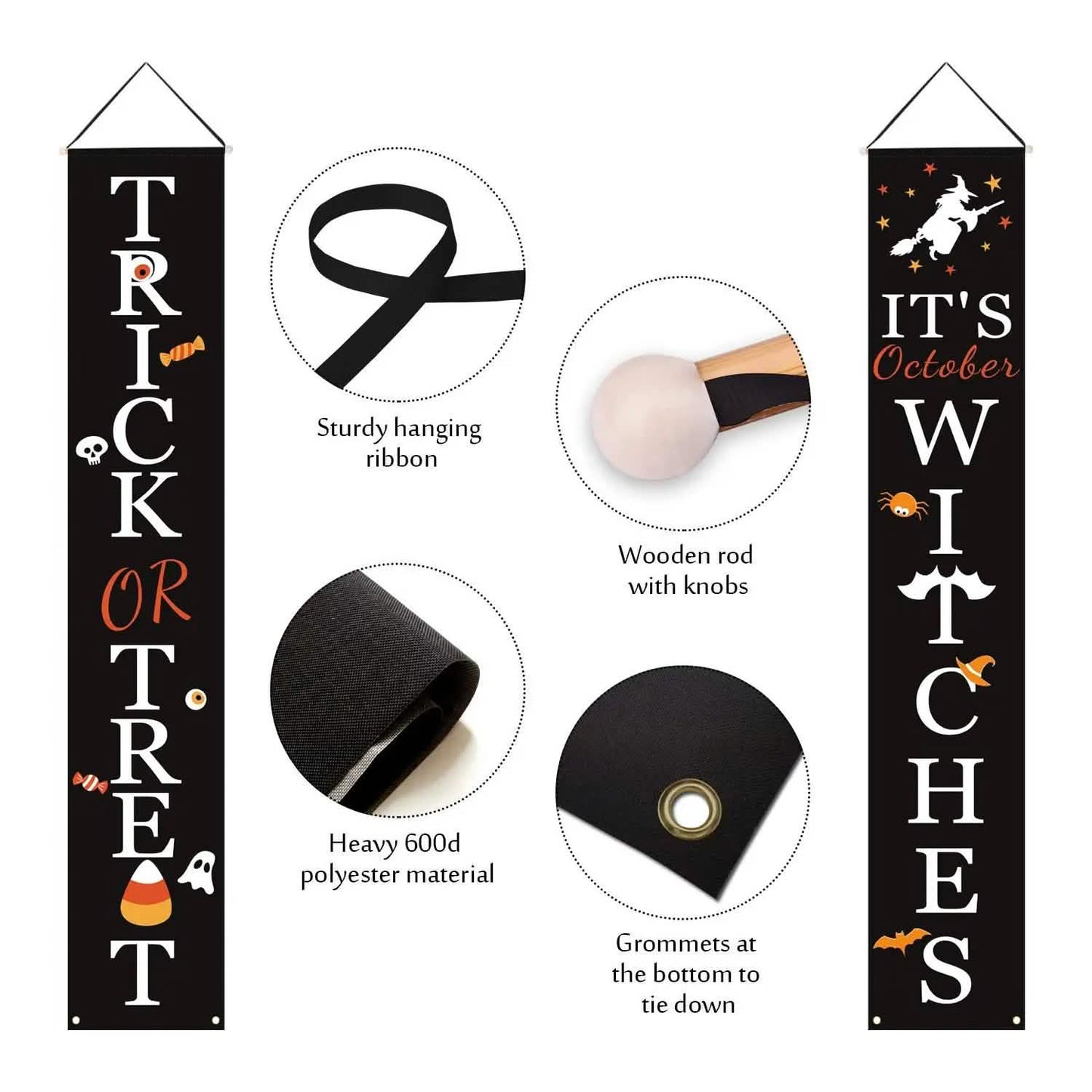 Halloween Porch Decoration October Witch Front Porch Banner Decorations DailySale