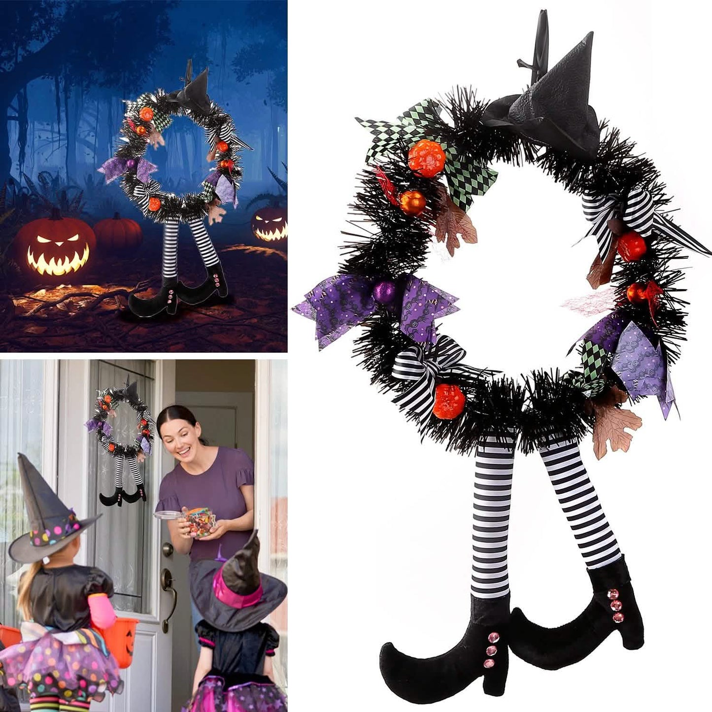 Halloween Witch Wreath Pumpkin Decorations DailySale