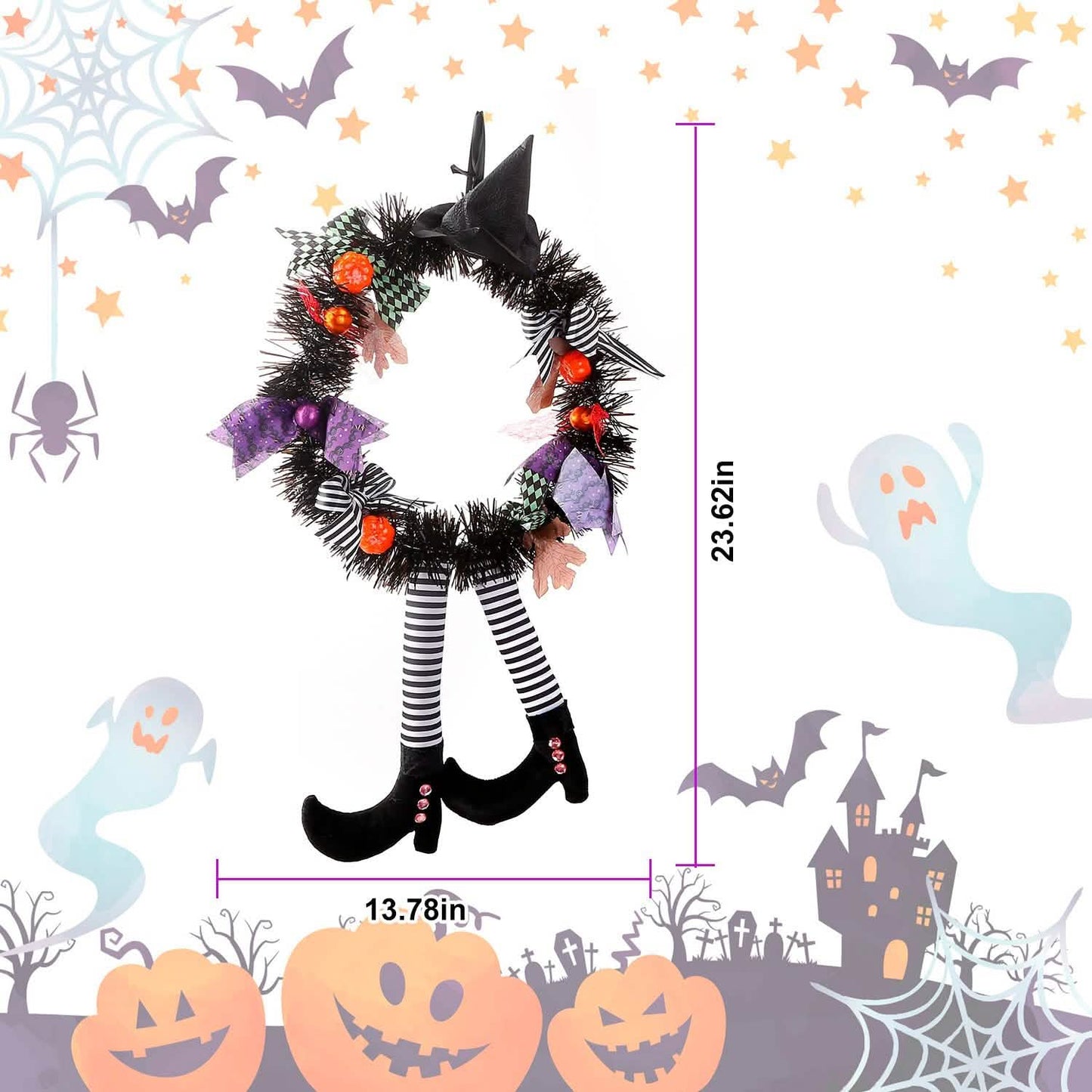 Halloween Witch Wreath Pumpkin Decorations DailySale
