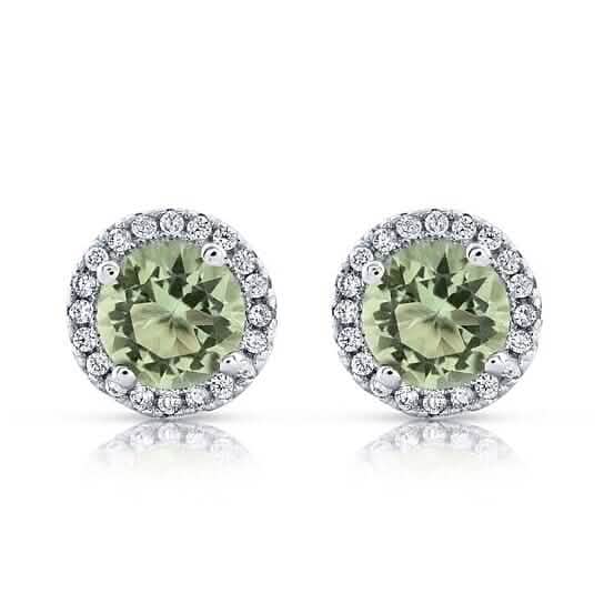 Halo Cz Green Earrings White Sterling Silver DailySale
