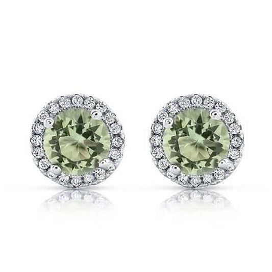 Halo Cz Green Earrings White Sterling Silver DailySale