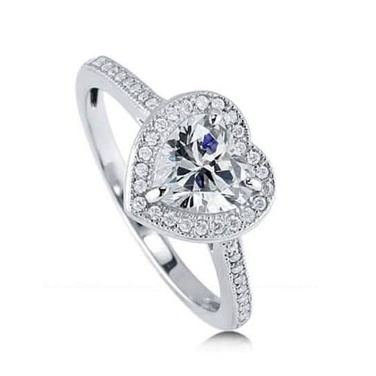 Halo Heart Cut Engagement Ring DailySale