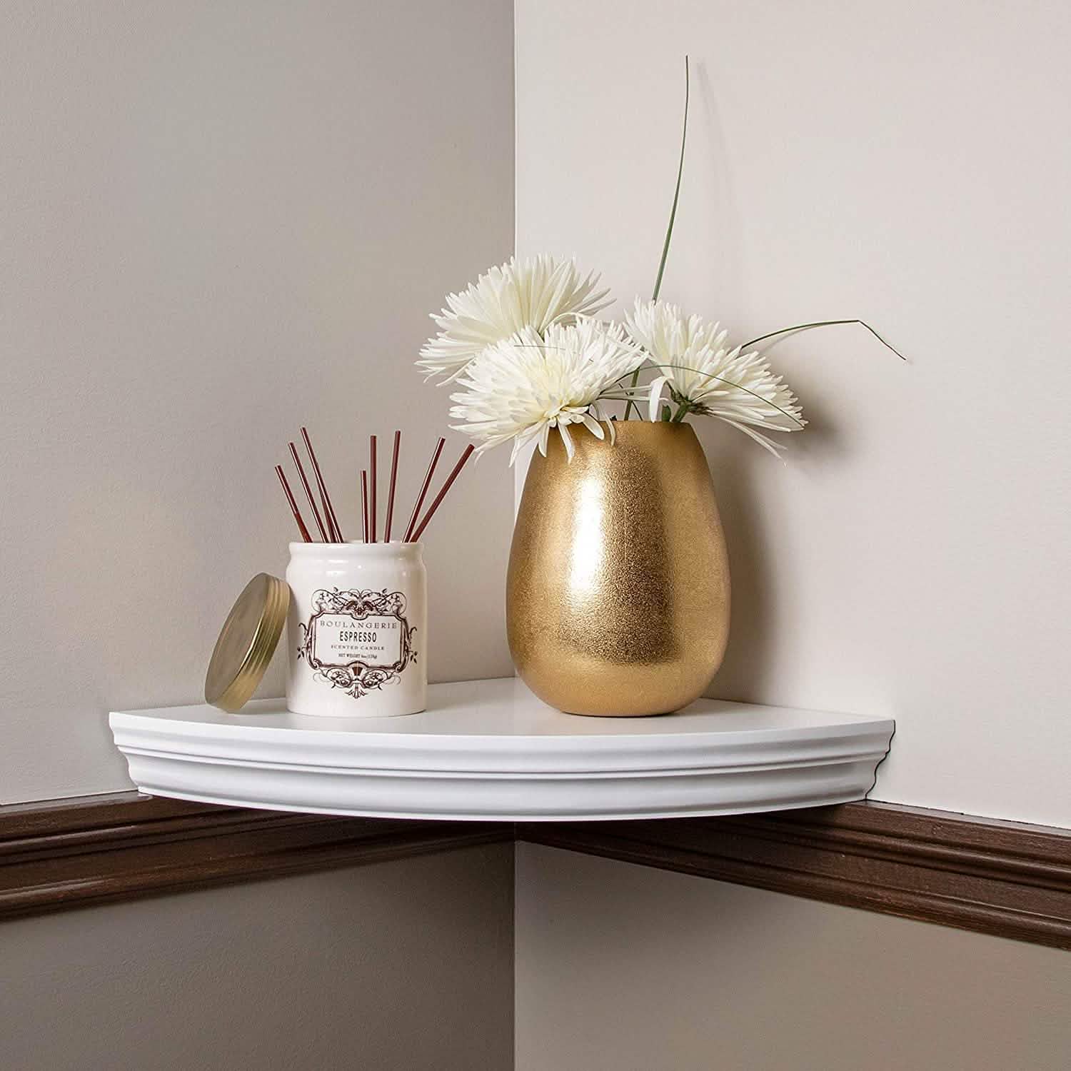 Halter Corner Floating Shelf - Space Saving Round Design with No Visible Support DailySale
