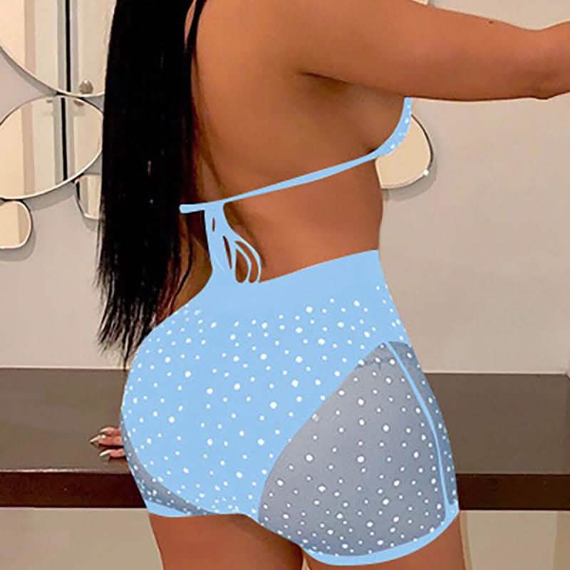 Halter See Through Sequins Mesh Bra & Shorts DailySale