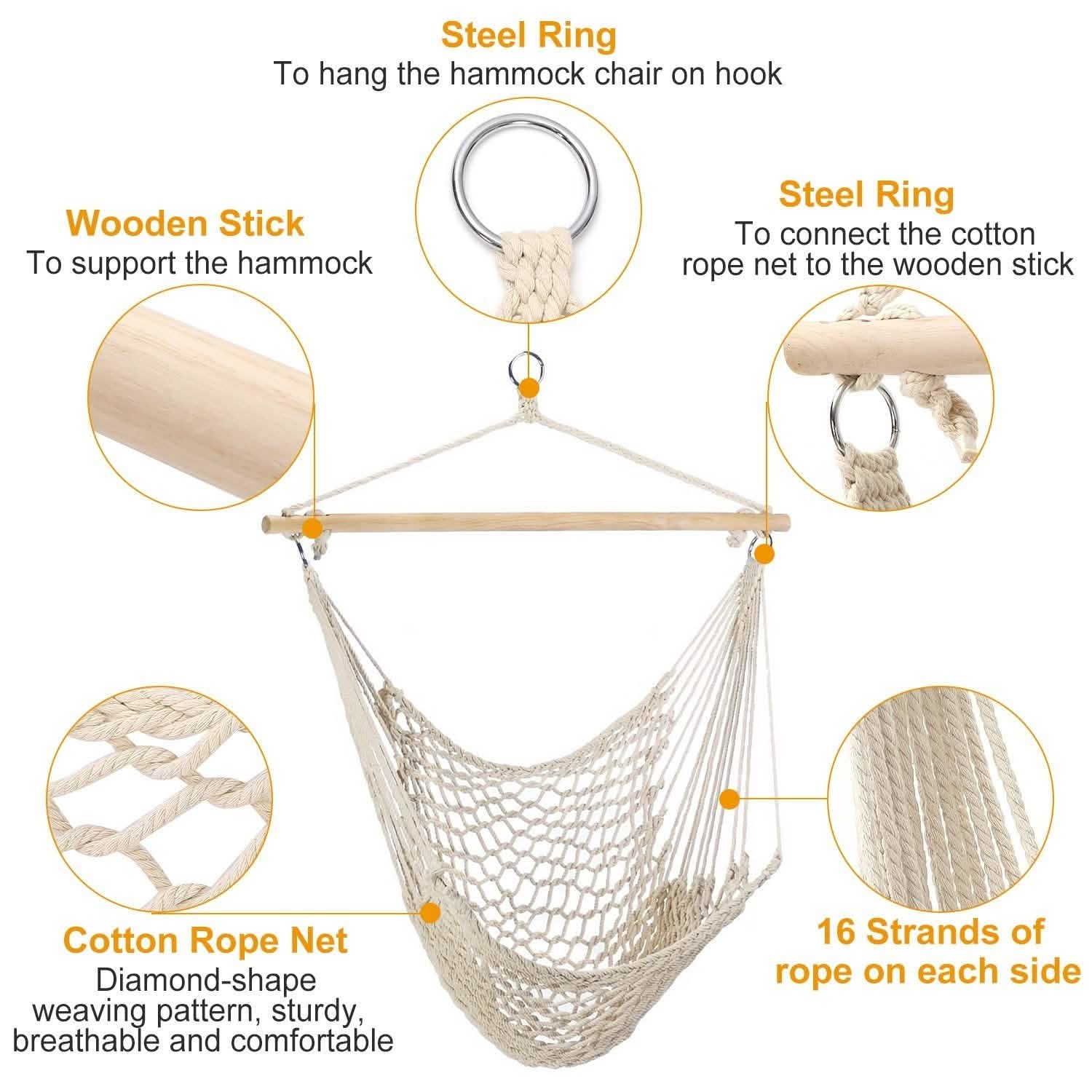 Hammock Chair Hanging Rope Seat DailySale