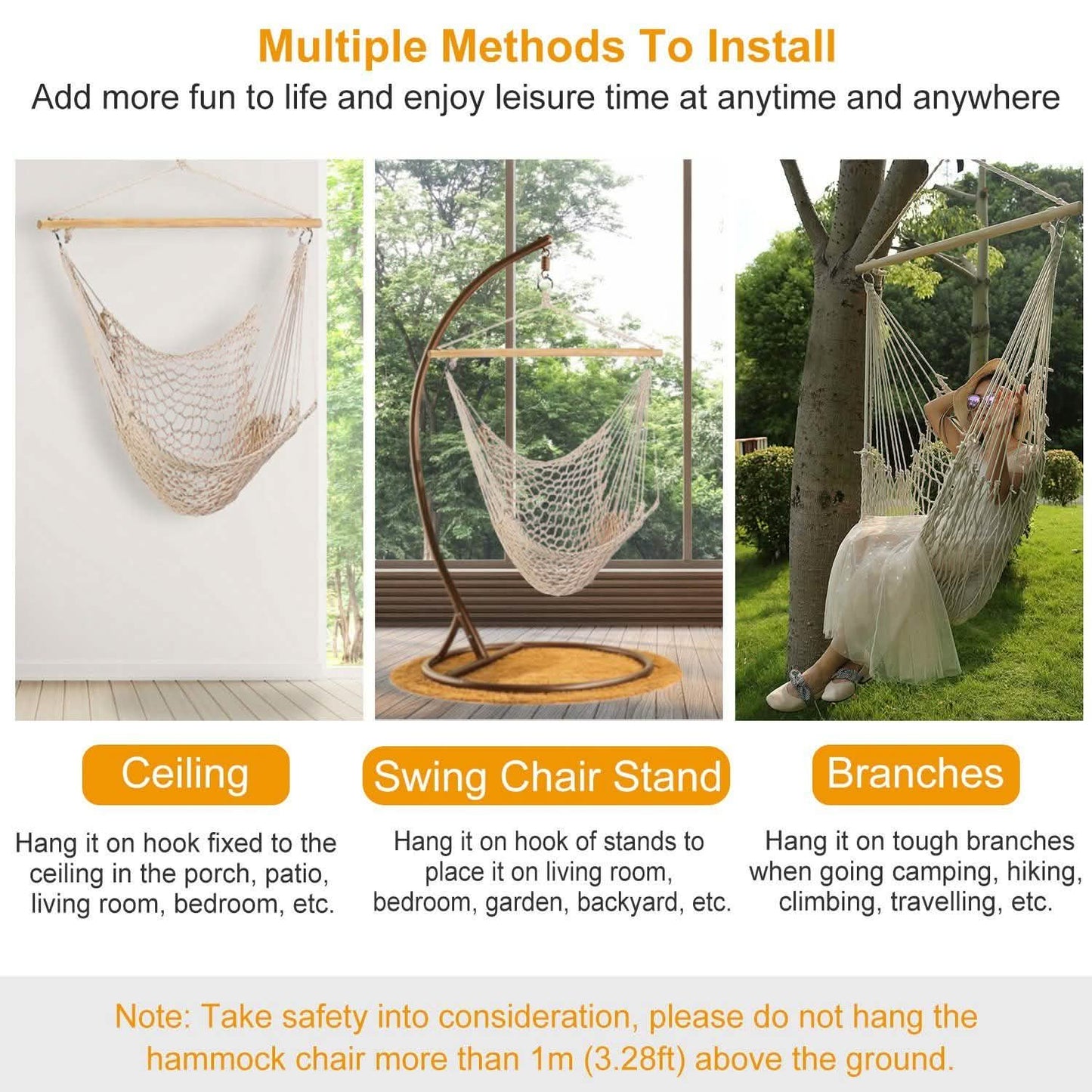 Hammock Chair Hanging Rope Seat DailySale