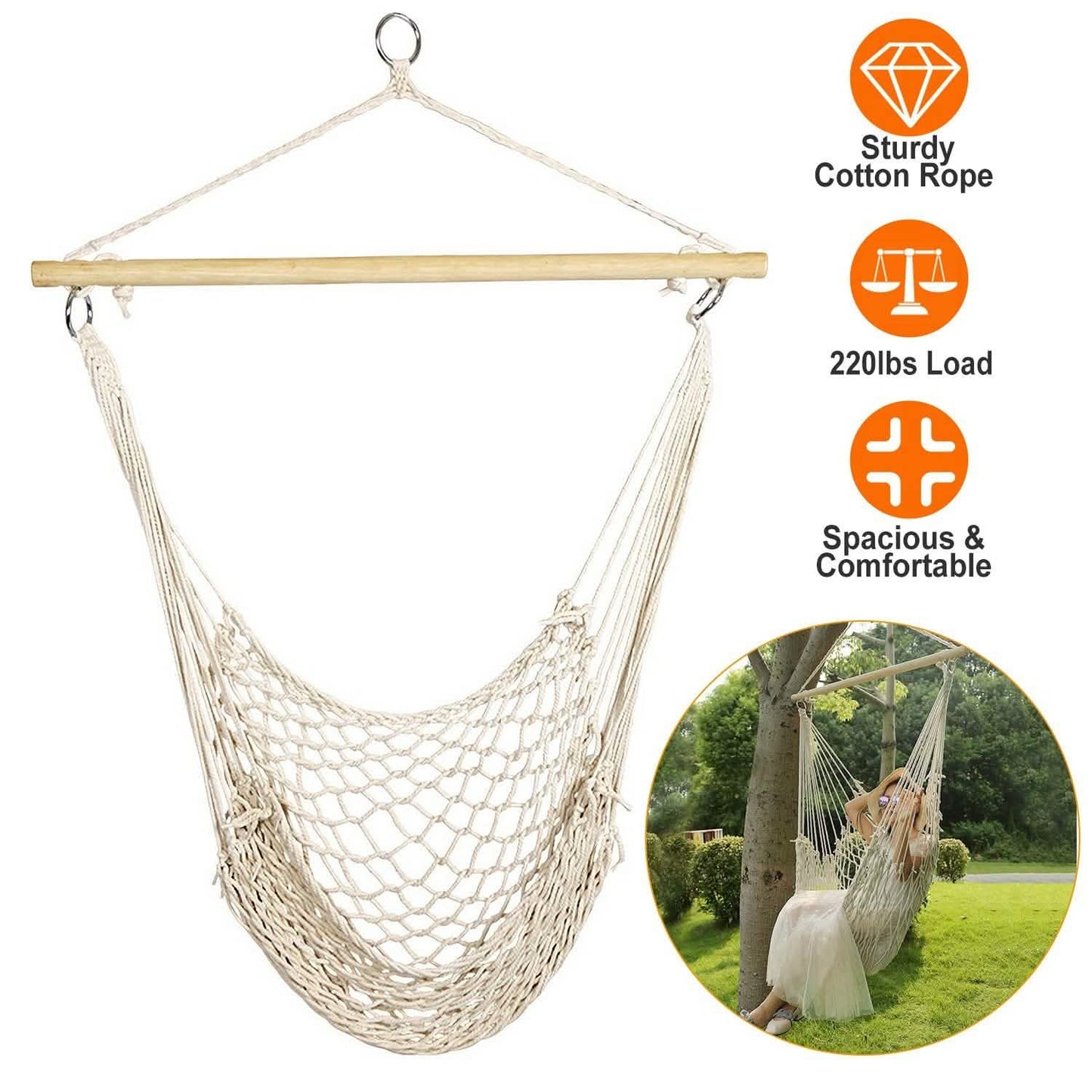 Hammock Chair Hanging Rope Seat DailySale