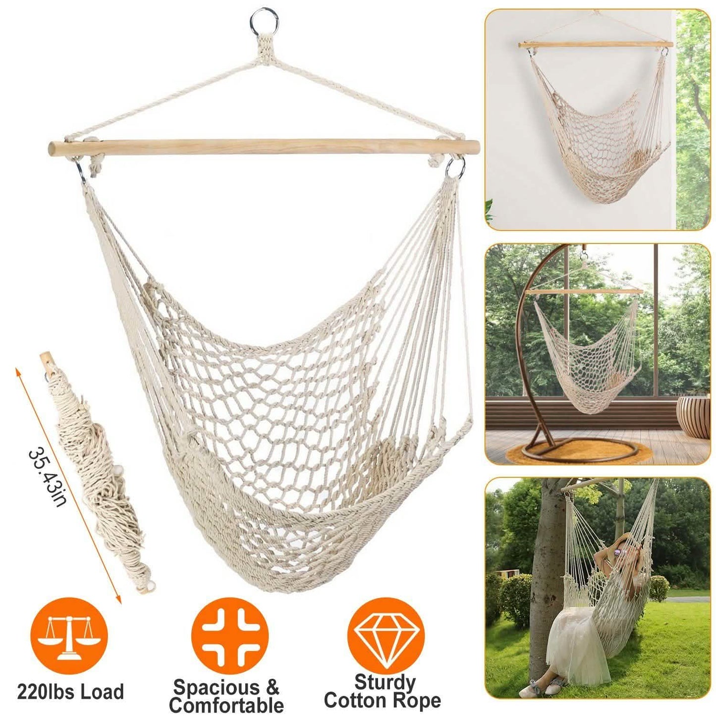 Hammock Chair Hanging Rope Seat DailySale