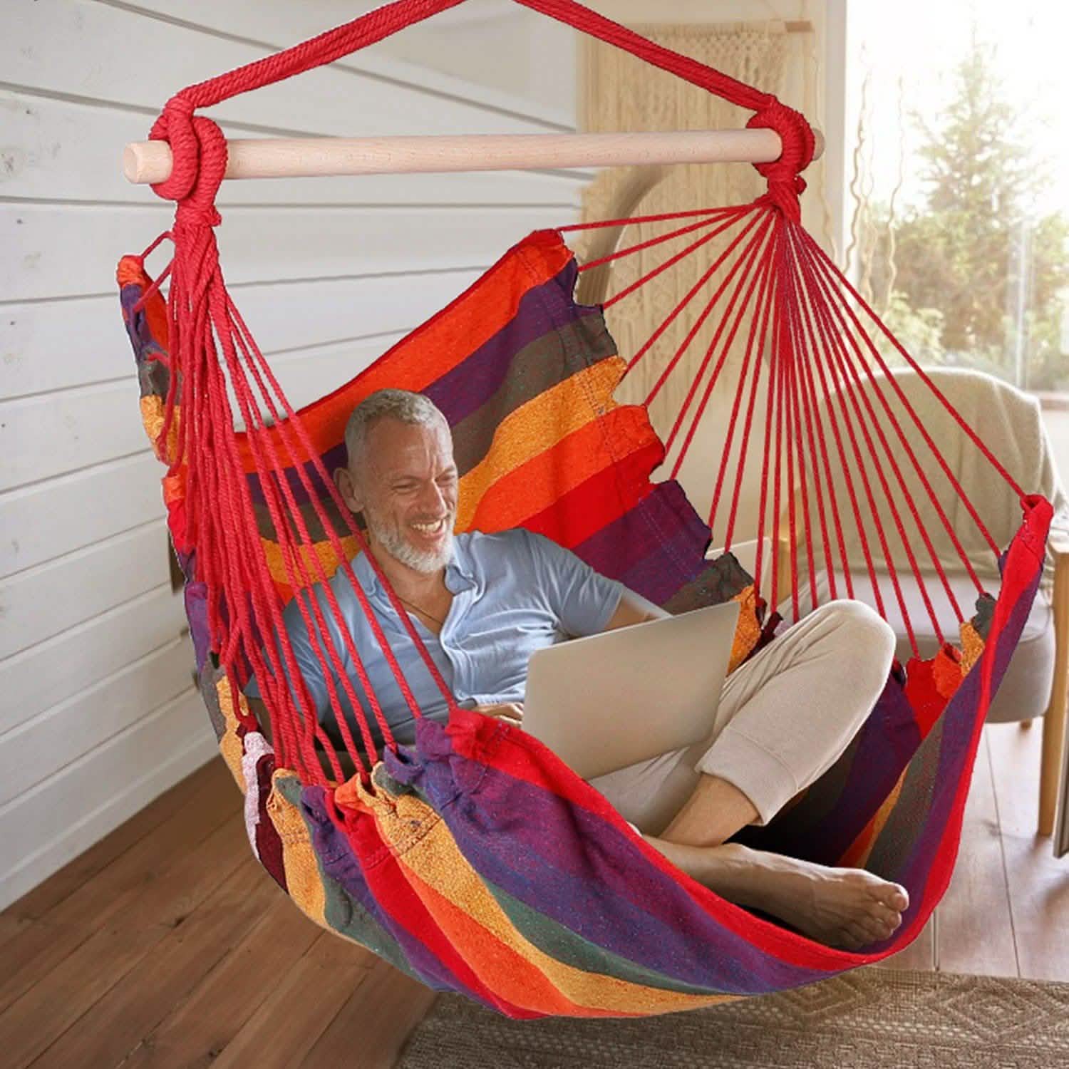Hammock Hanging Chair Canvas with 2 Pillows DailySale