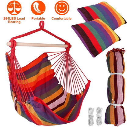 Hammock Hanging Chair Canvas with 2 Pillows DailySale