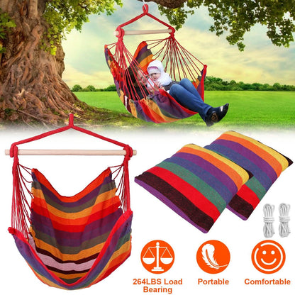 Hammock Hanging Chair Canvas with 2 Pillows DailySale