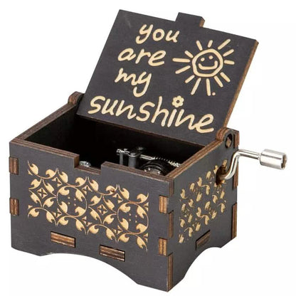 Hand Crank Vintage Wood Carved Sunshine Musical Box DailySale