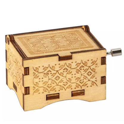 Hand Crank Vintage Wood Carved Sunshine Musical Box DailySale