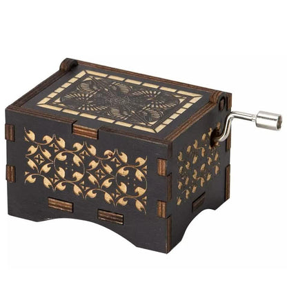 Hand Crank Vintage Wood Carved Sunshine Musical Box DailySale