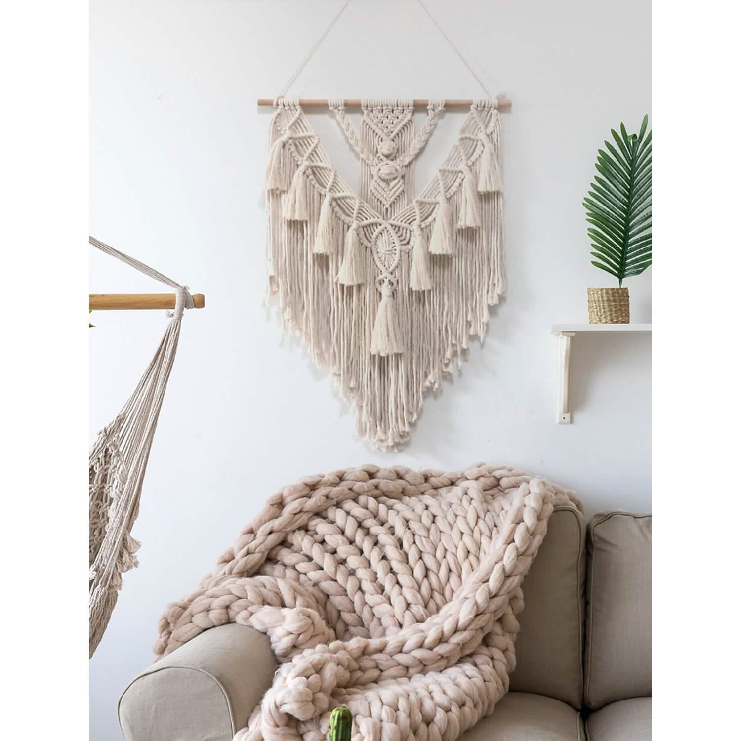 Hand Woven Lace Wall Hanging Bohemian Boho Art Decor DailySale
