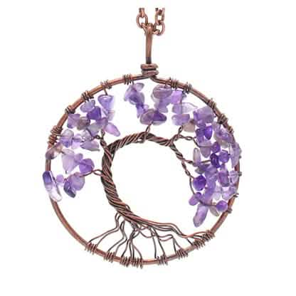 Handmade Genuine Gemstone Chakra Tree of Life Pendant Necklace DailySale