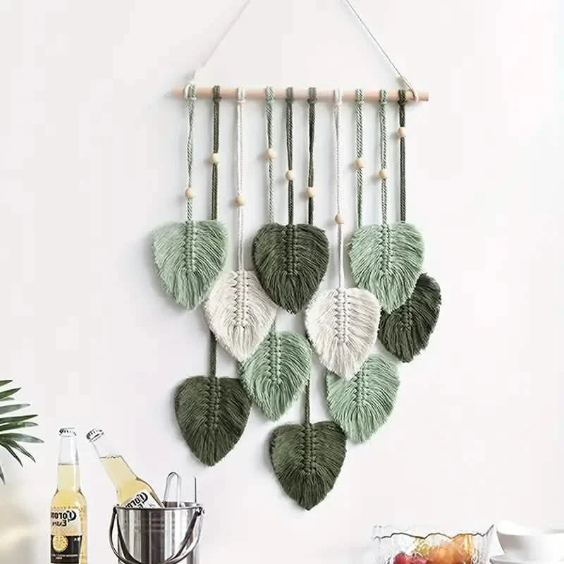 Handwoven Cotton Rope Leaf Tapestry DailySale