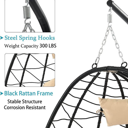Hanging Egg Chair, Outdoor Indoor Swing Chair DailySale