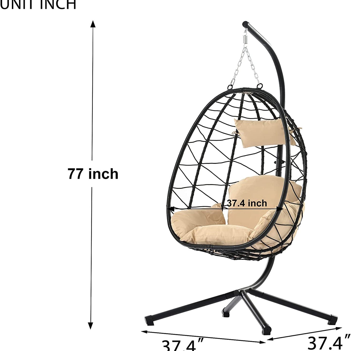 Hanging Egg Chair, Outdoor Indoor Swing Chair DailySale