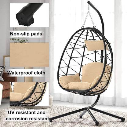 Hanging Egg Chair, Outdoor Indoor Swing Chair DailySale