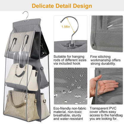 Hanging HandBag Organizer with 6 Pockets Closet Purse Storage DailySale