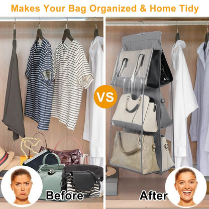 Hanging HandBag Organizer with 6 Pockets Closet Purse Storage DailySale