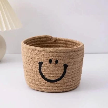 Happy Face Woven Storage Basket DailySale