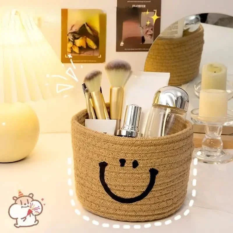 Happy Face Woven Storage Basket DailySale