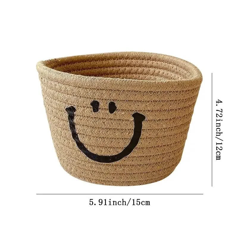 Happy Face Woven Storage Basket DailySale