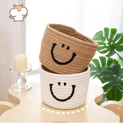 Happy Face Woven Storage Basket DailySale